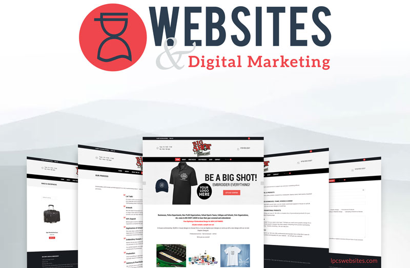 New logo and website for embroidery and promotional product shop Big Shot Logos of Beverly